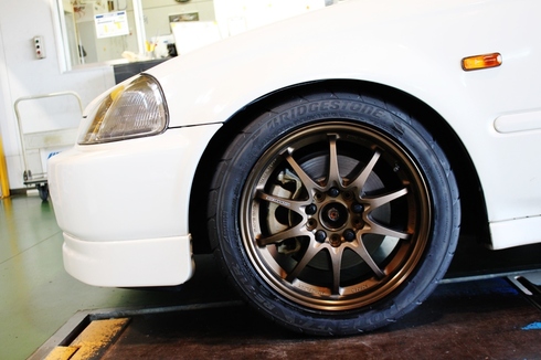 EF9 シビックにて使用 M2販売 15インチホイール 195/55R15 タイヤホイール 4本セット 15×7J ＋43 環状 シビック HONDA EK9 純正 15インチ ダンロップ ディレッツァ 195/55R15